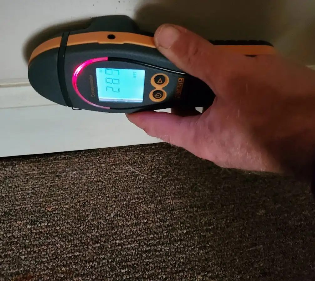 Moisture detection at baseboard during Sewage Cleanup & Sanitation in Spokane Valley